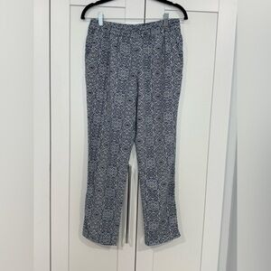 Dalia Collection Navy Patterned Straight Leg Pants